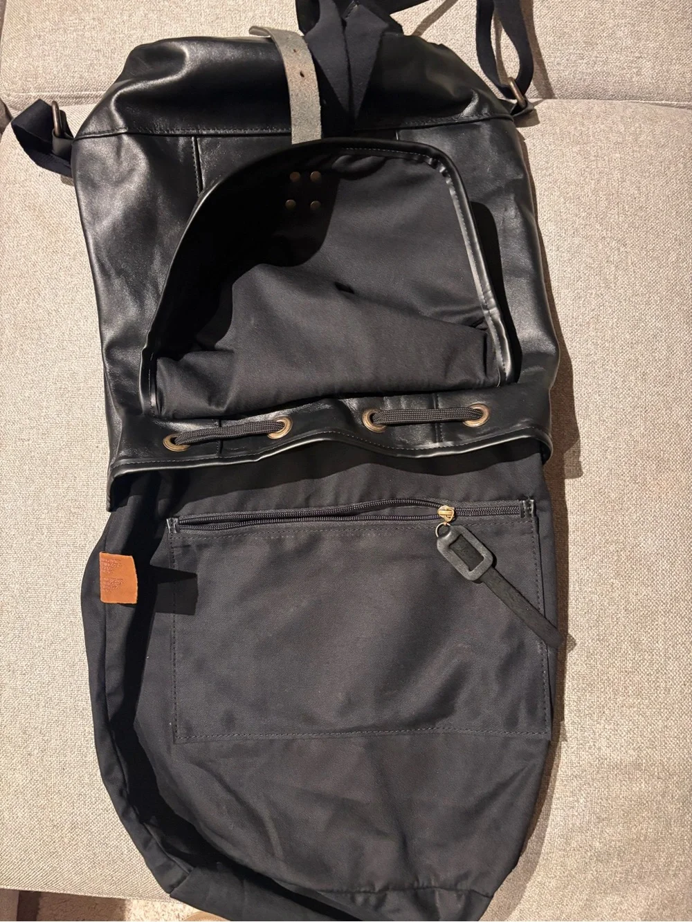NEW Black Leather Modern Rugged Book Bag 🖤